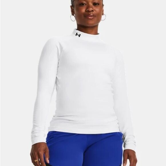 Under Armour Cold Gear Mock Neck long sleeve base layer white M - Picture 2 of 13
